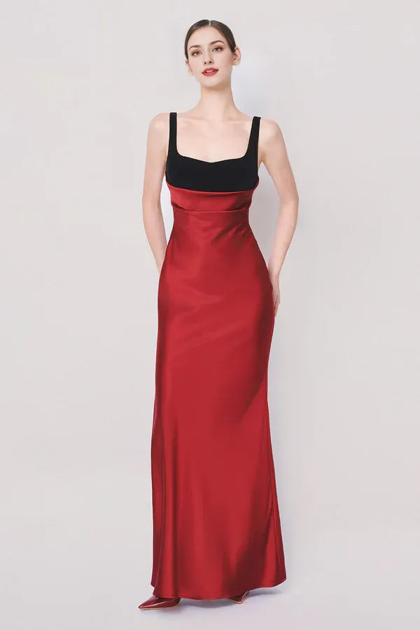 Weitese Dress A-line Back Zipper Satin Floor Length Maxi Dress Sleeveless Elegant Regular Straps Backless Prom Dress